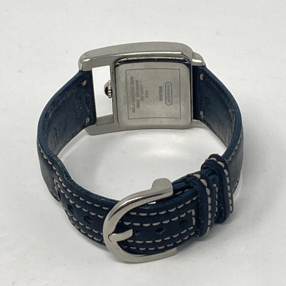 Coach Watch Women 29mm Silver Tone Swiss Made Black Leather New Battery 8.25" - Picture 11 of 15